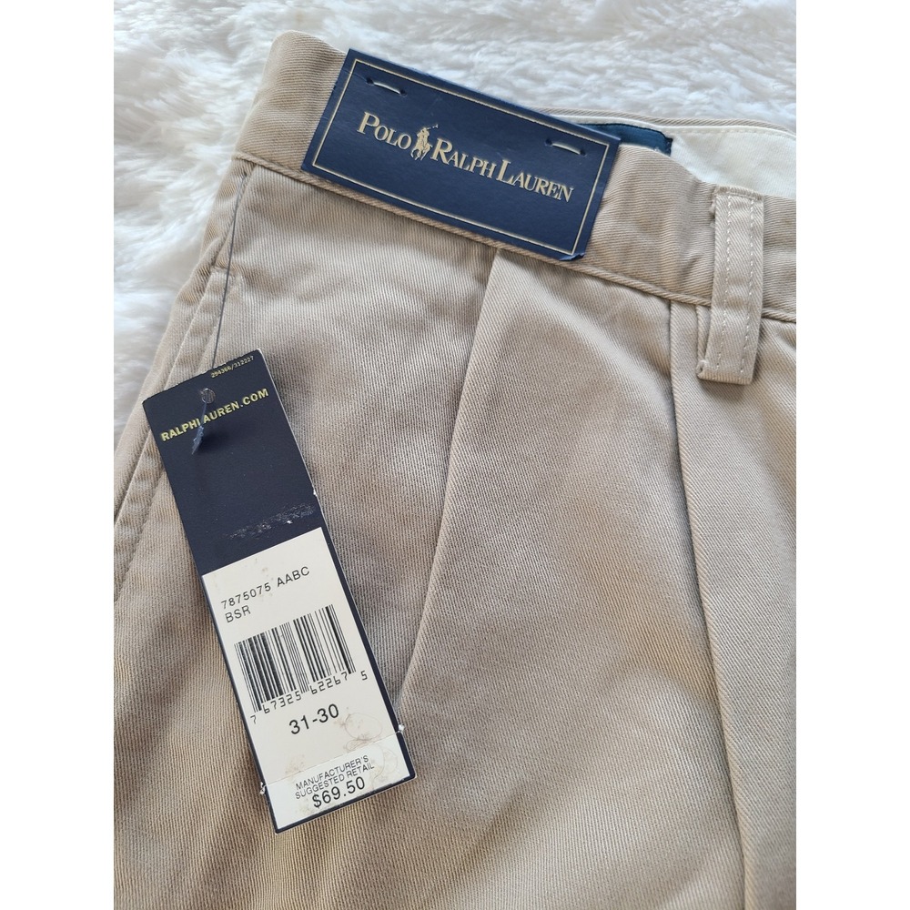 Vtg Polo Ralph Lauren Hammond Pant Mens 31x30 Tan Khaki Pleated Cuffed Chino NWT - Picture 4 of 10